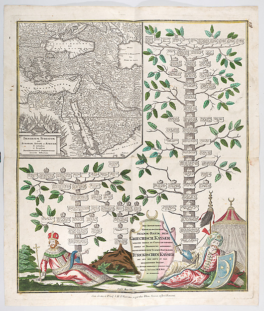 Neu inventiert genealogischer Stamm-Baum der Griechisch Kayser... desgleichen ein Stamm-Baum der Türckischen Kayser (A newly invented genealogical tree of the last Byzantine emperor...as well as one of the Turkish sultan)