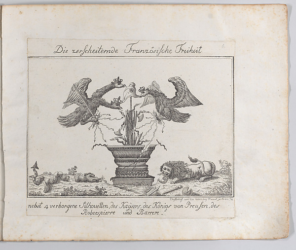 Allegory representing the freedom of France with four silhouettes