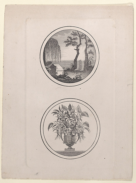 Hidden silhouette of Napoleon visiting his tomb; vase of flowers