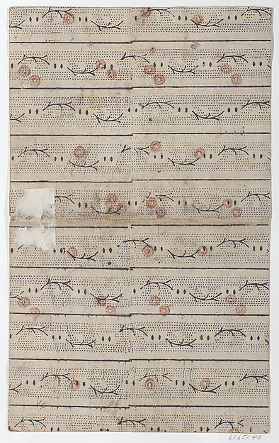 Sheet with overall vine and dot pattern