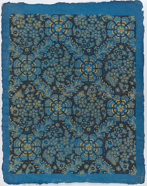 Sheet with overall black and gold floral pattern