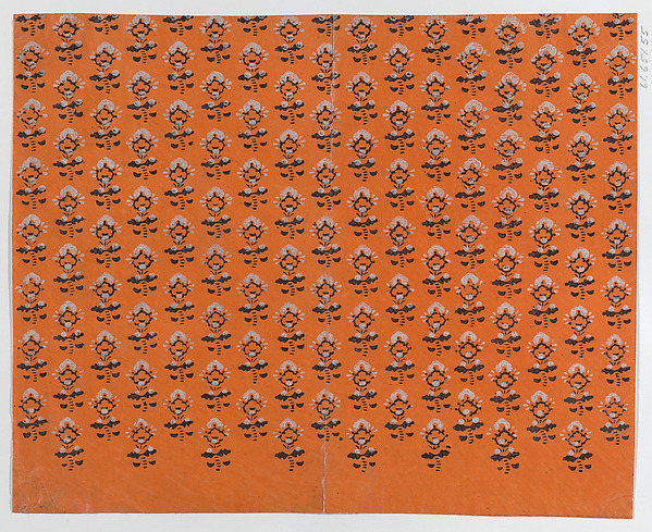 Sheet with blue and orange leaf pattern