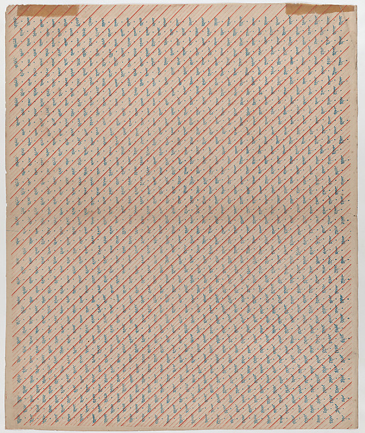 Sheet with overall striped and leaf pattern