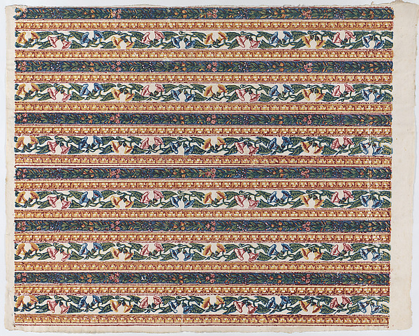 Sheet with six borders with vines and flower designs