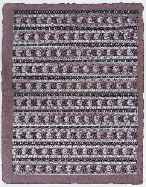 Sheet with ten borders with floral patterns on purple background