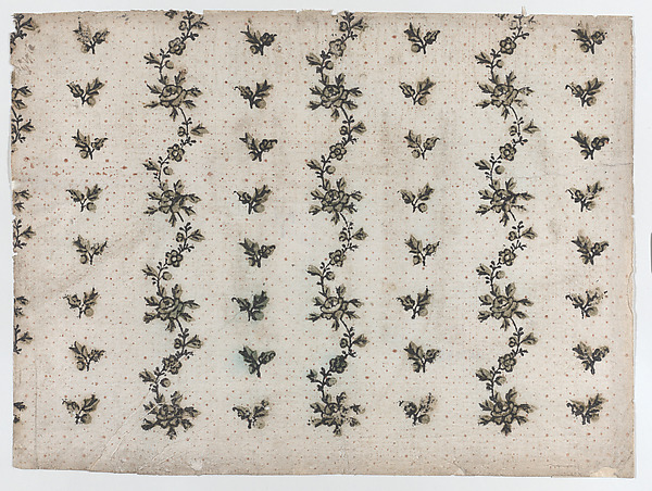 Sheet with overall dot and floral pattern