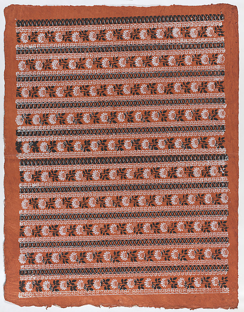 Sheet with ten borders with floral patterns on orange background