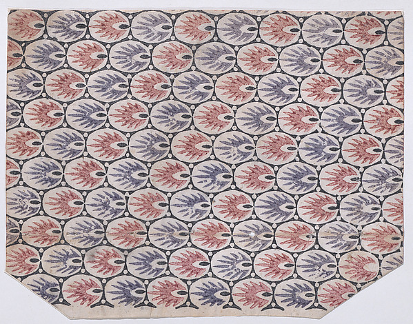 Sheet with overall pattern of pointed shapes within ovals