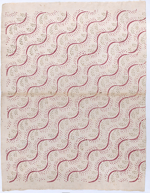 Book cover with overall red and green vine pattern