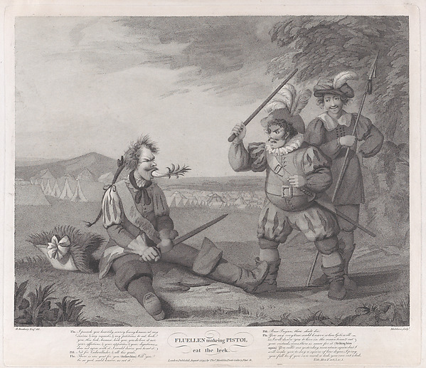 Fluellen Making Pistol Eat the Leek (Shakespeare, Henry V, Act 5, Scene 1)