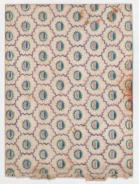 Sheet with abstract pattern with curved lines and dots