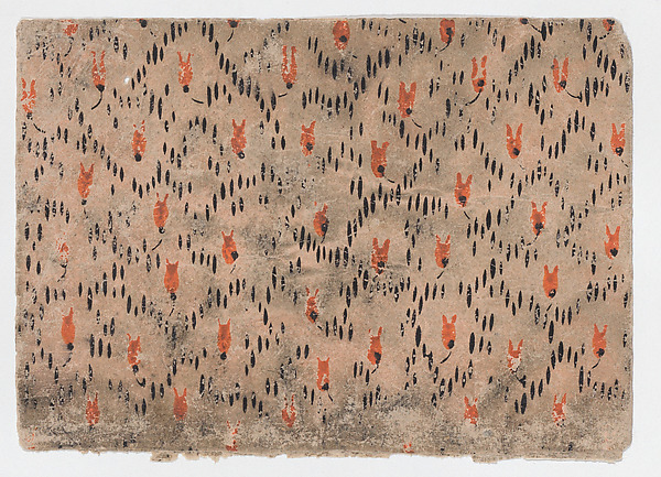Sheet with pattern of red and black dashes