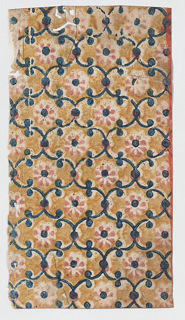 Sheet with overall lattice pattern with rosettes