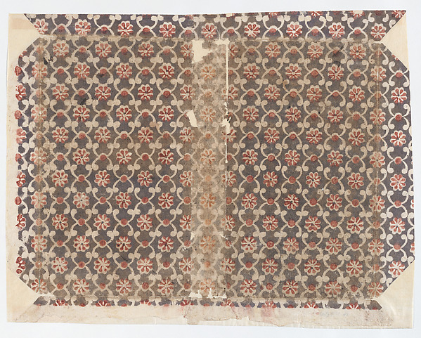 Sheet with overall lattice pattern with rosettes