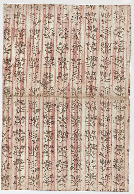 Book cover with overall stripe pattern with floral designs