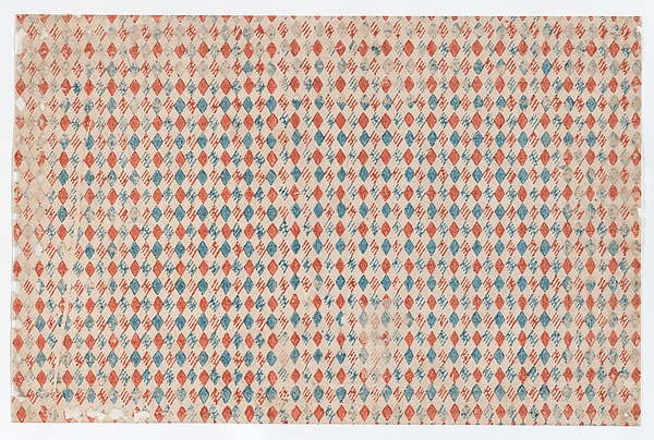 Sheet with overall blue and red diamond pattern