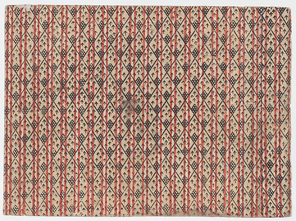 Sheet with striped background with diamond pattern and arrows