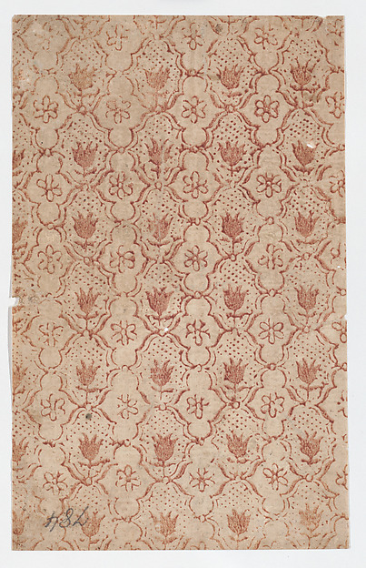 Sheet with overall lattice pattern with flowers