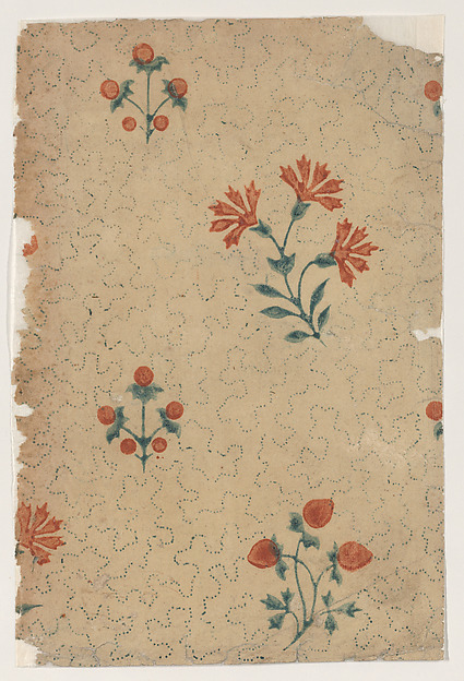 Sheet with overall dot pattern with bouquets