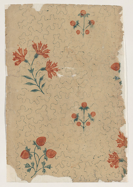 Sheet with overall dot pattern with bouquets