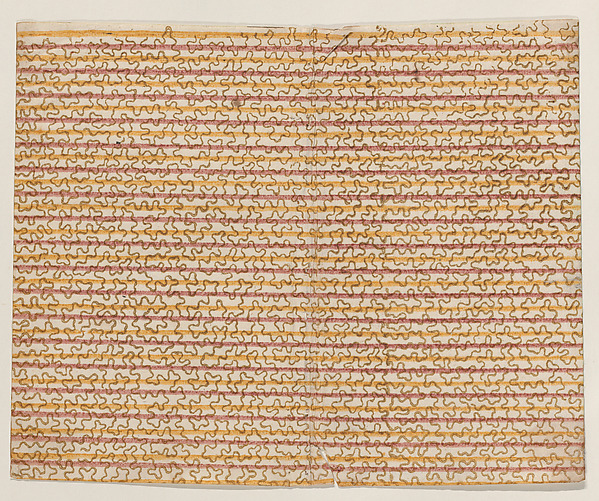 Sheet with overall stripe pattern with squiggly lines