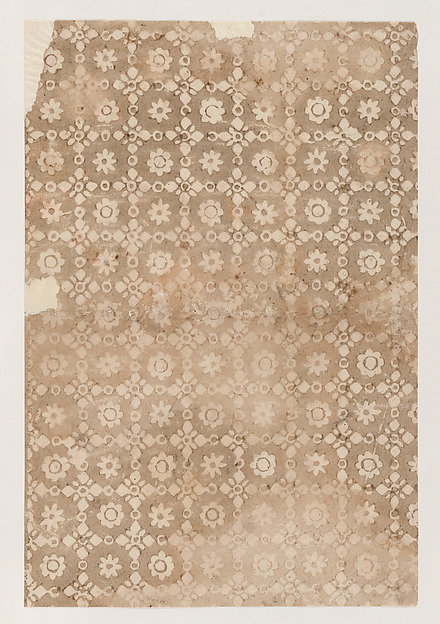 Sheet with overall floral and geometric pattern