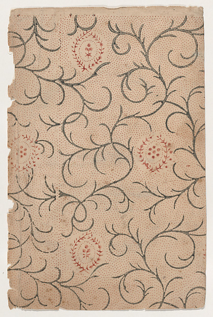Sheet with overall vine and dot pattern