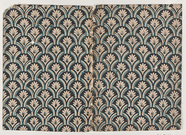 Book cover with overall black and blue leaf pattern