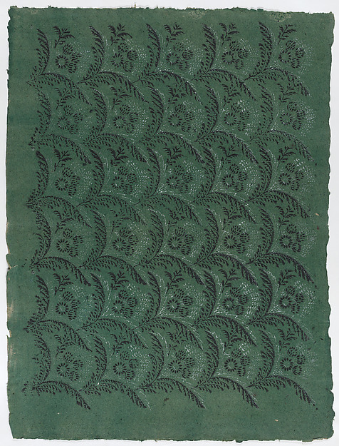 Sheet with overall pattern of leaves and flowers