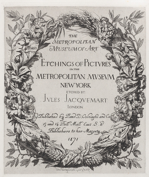 Title page, Etchings of Pictures in the Metropolitan Museum New York