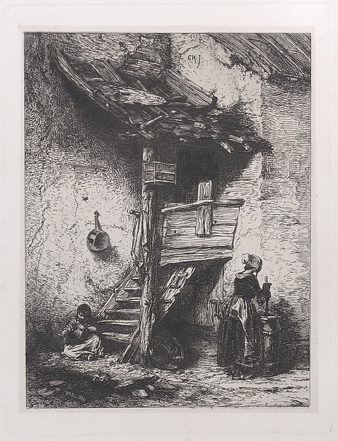 Stairs and Woman Churning