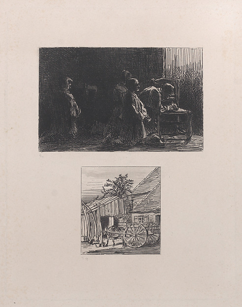 Prayer (upper); Cart in Front of a House (lower)