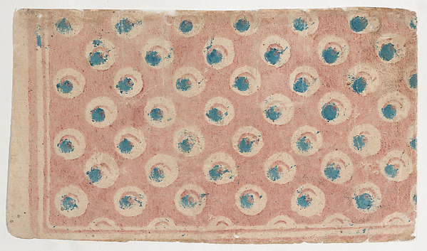 Pink sheet with blue dot pattern