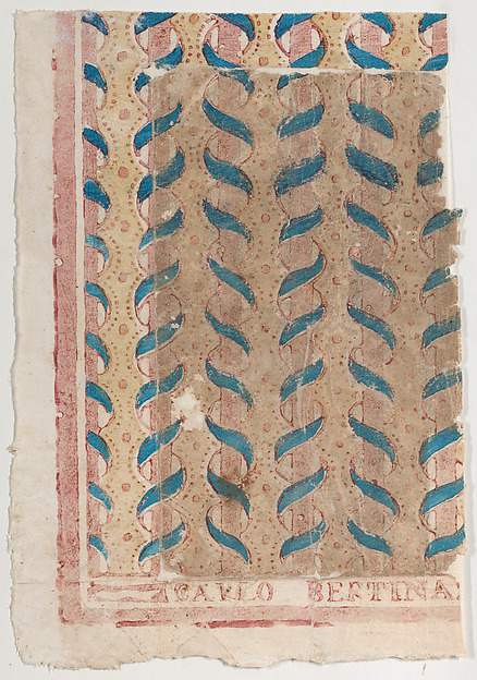 Sheet with blue and pink abstract pattern