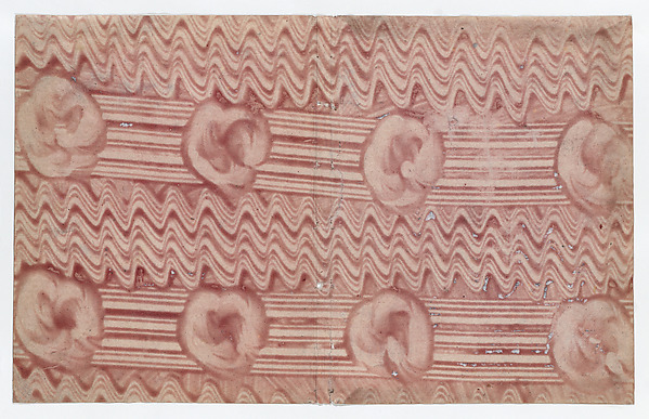 Book cover with overall red curved line pattern