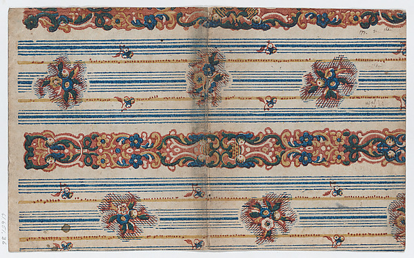 Book cover with overall striped and floral design