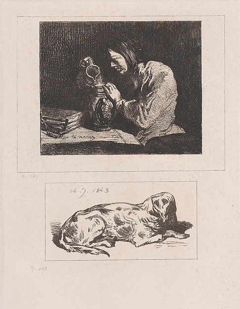 Bust of a Man (a) and Sleeping Dog (b)