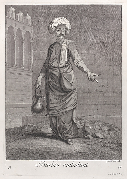 Barbier ambulant, plate 58 from "Recueil de cent estampes représentent differentes nations du Levant"