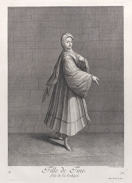 Fille de Tine, Isle de l'Archipel, plate 72 from "Recueil de cent estampes représentent differentes nations du Levant"