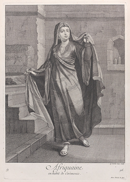 Afriquaine, en habit de Cèrèmonie, plate 96 from "Recueil de cent estampes représentent differentes nations du Levant"