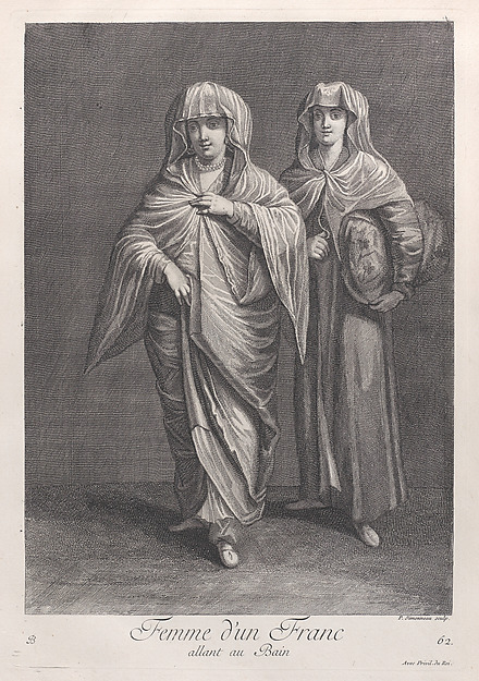 Femme d'un Franc, allant au Bain, plate 62 from "Recueil de cent estampes représentent differentes nations du Levant"