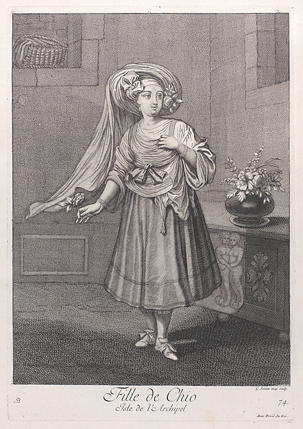 Fille de Chio, Isle de l'Archipel, plate 74 from "Recueil de cent estampes représentent differentes nations du Levant"
