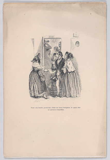 "A provincial family was forced to pay a high price for an insignificant show." from the Little Miseries of Human Life