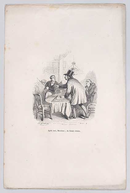 "Wait your turn, Monsieur... I had that first." from the Little Miseries of Human Life