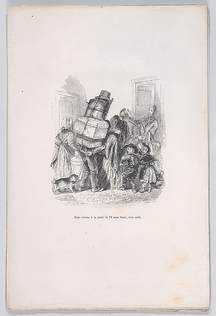 "We will be at your door at noon without fail." from the Little Miseries of Human Life