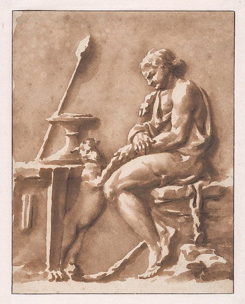 Copy of an Antique Bas Relief: Dionysus Seated by a Table