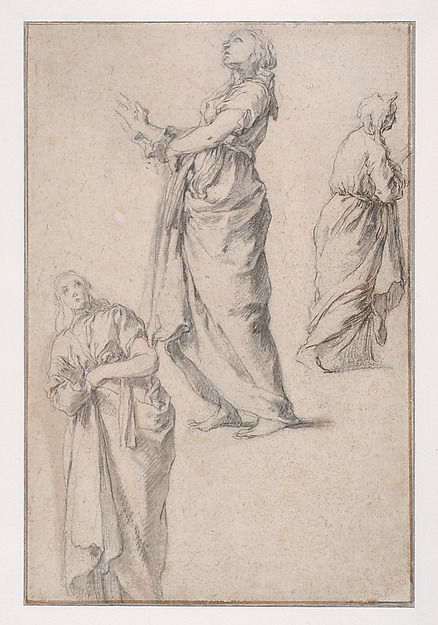 Three Studies of a Woman (recto); Woman from the Back, Study of Legs (verso)