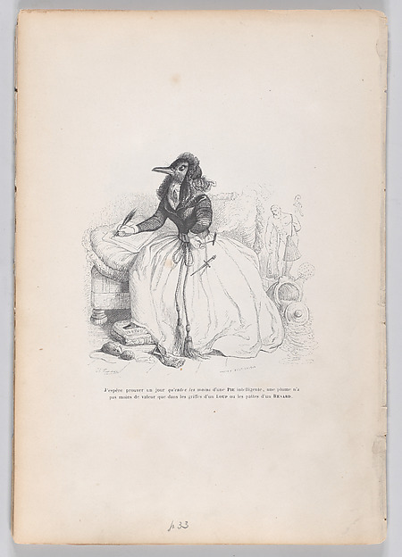"I hope to prove one day that in the hands of a magpie, a feather is no less valuable than in the claws of a wolf or the legs of a fox " from Scenes from the Private and Public Life of Animals