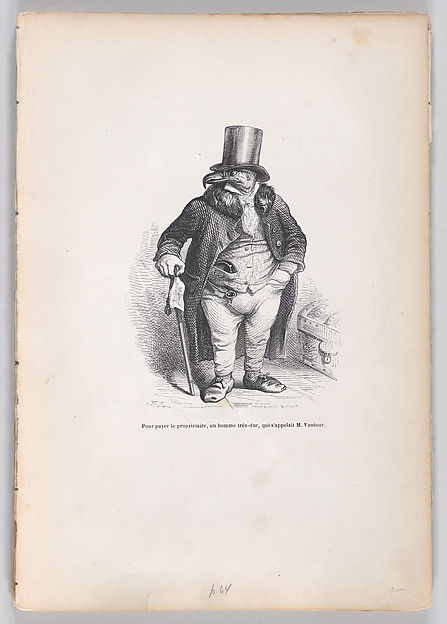 "To pay the landlord, a very harsh man, whose name was M. Vautour" from Scenes from the Private and Public Life of Animals