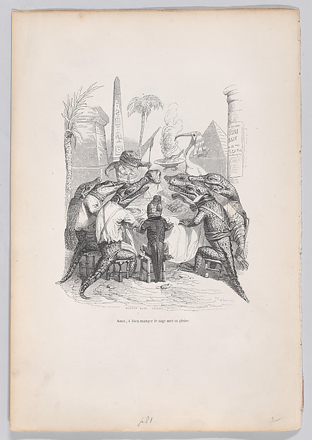 "Friends, the wise one places his glory in eating well" fromScenes from the Private and Public Life of Animals